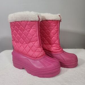 Pink Quilted Kids Snow Boots